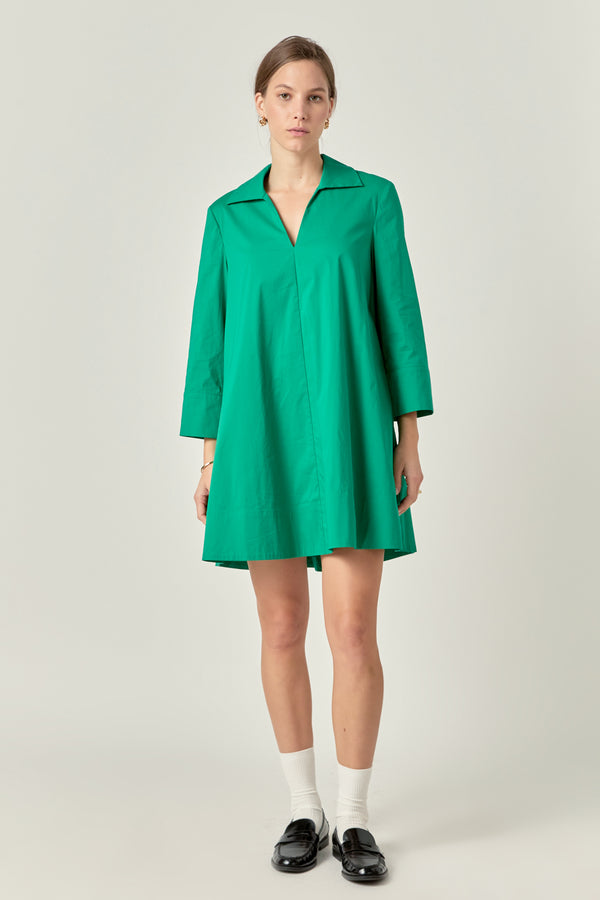 english factory A-Line Kaftan Collar Dress GREEN