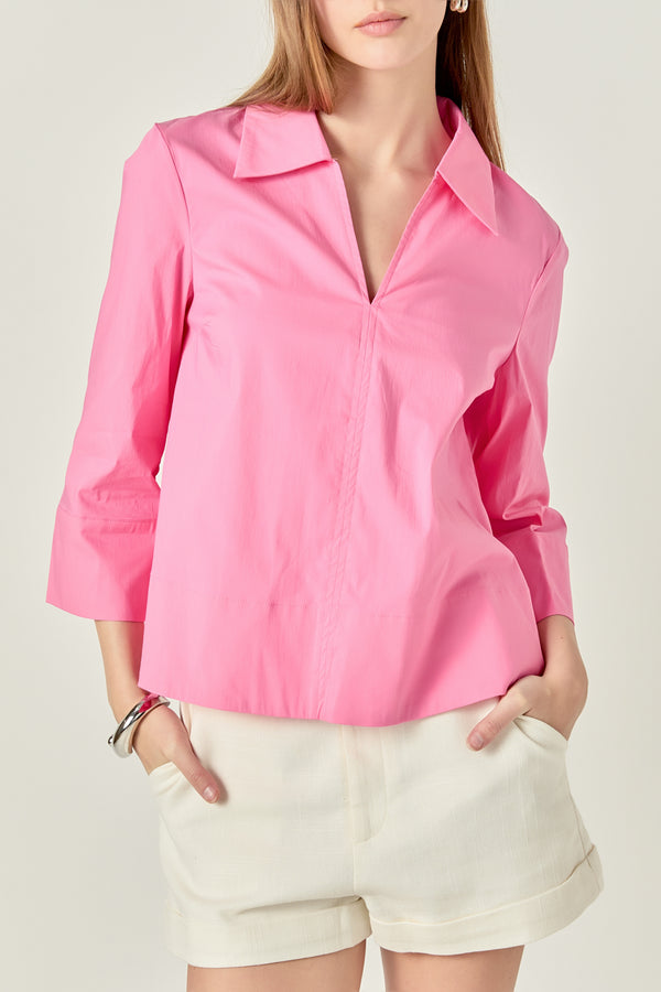 English Factory A-Line Kaftan Collar Top PINK