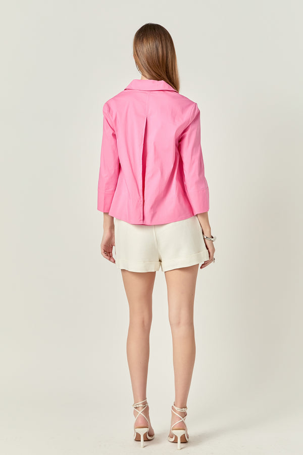 English Factory A-Line Kaftan Collar Top PINK