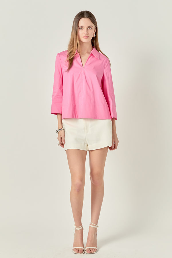 english factory A-Line Kaftan Collar Top PINK