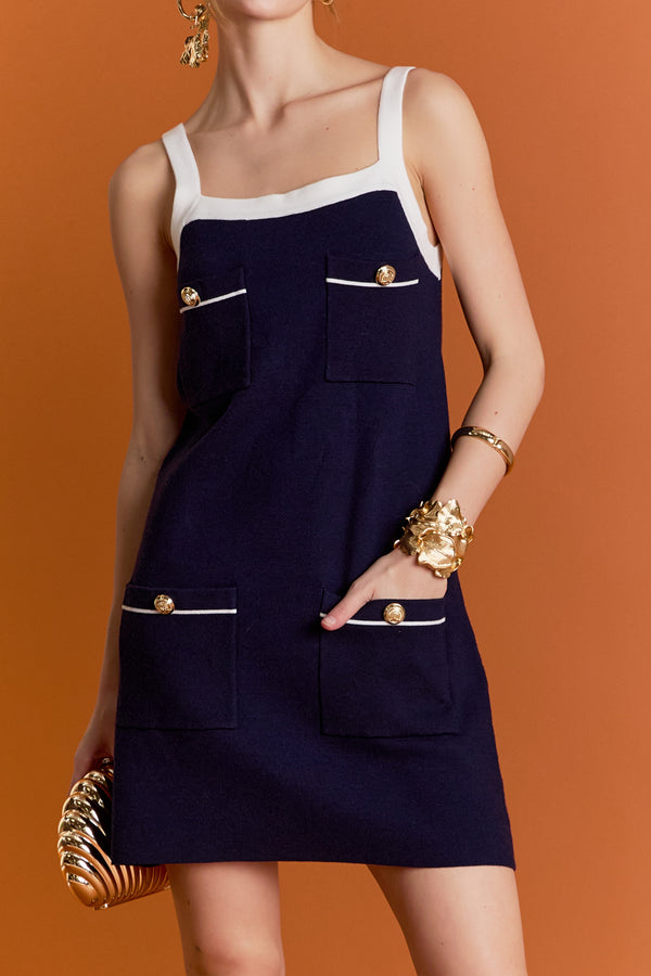 English Factory Alice Knit Mini Dress NAVY/WHITE