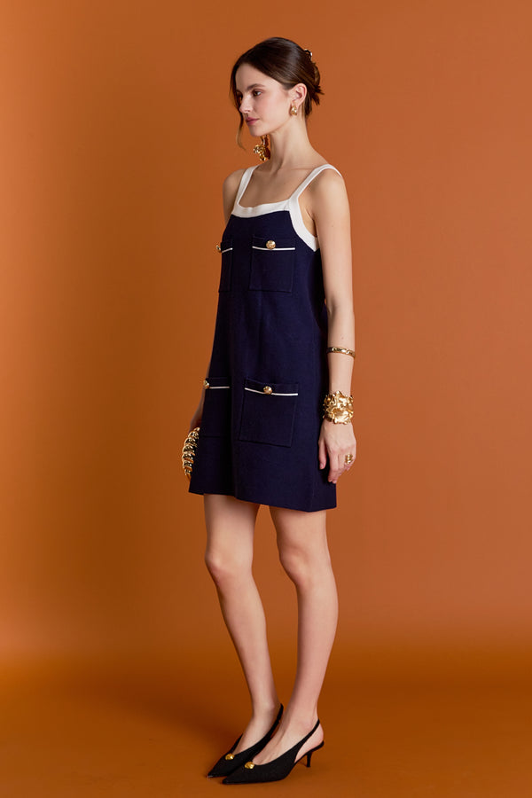 English Factory Alice Knit Mini Dress NAVY/WHITE