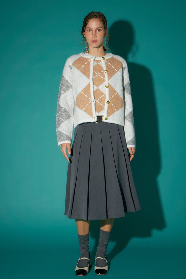 english factory Argyle Cardigan WHITE