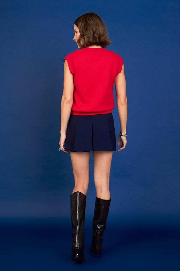 English Factory Argyle Knit V-Neck Vest RED MULTI