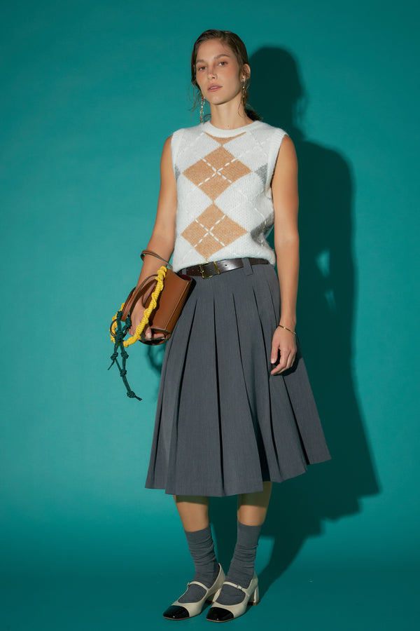 English Factory Argyle Knit Vest WHITE