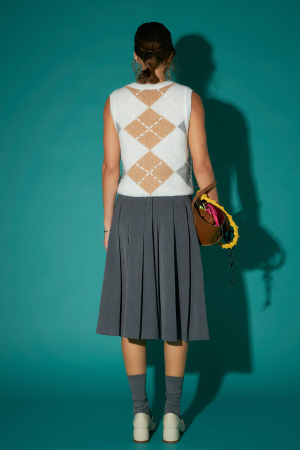 English Factory Argyle Knit Vest WHITE