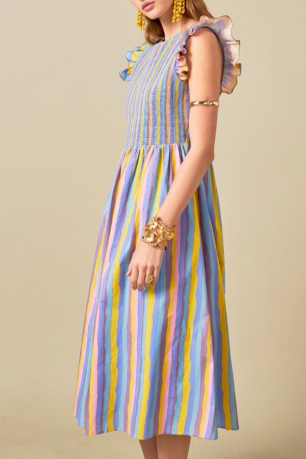 English Factory Aurora Striped Midi Dress MULTI