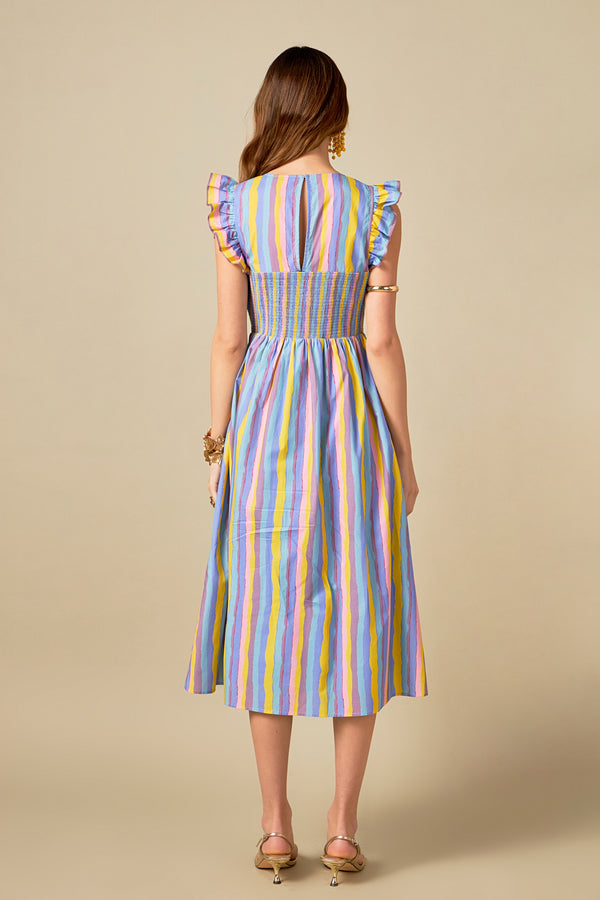 English Factory Aurora Striped Midi Dress MULTI