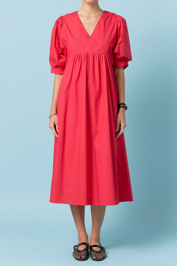 English Factory Back Bow Detail Midi Dress RED