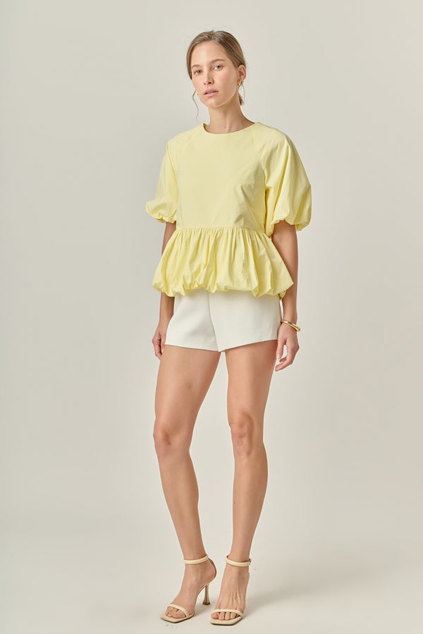 English Factory Balloon Poplin Top YELLOW