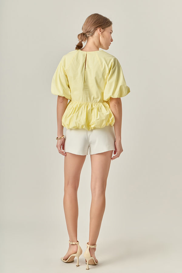 English Factory Balloon Poplin Top YELLOW