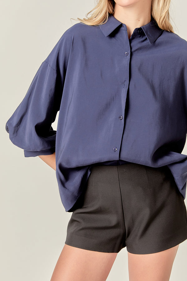English Factory Balloon Sleeve Blouse NAVY