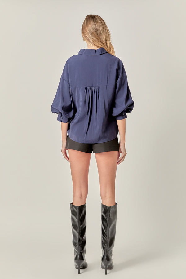 English Factory Balloon Sleeve Blouse NAVY
