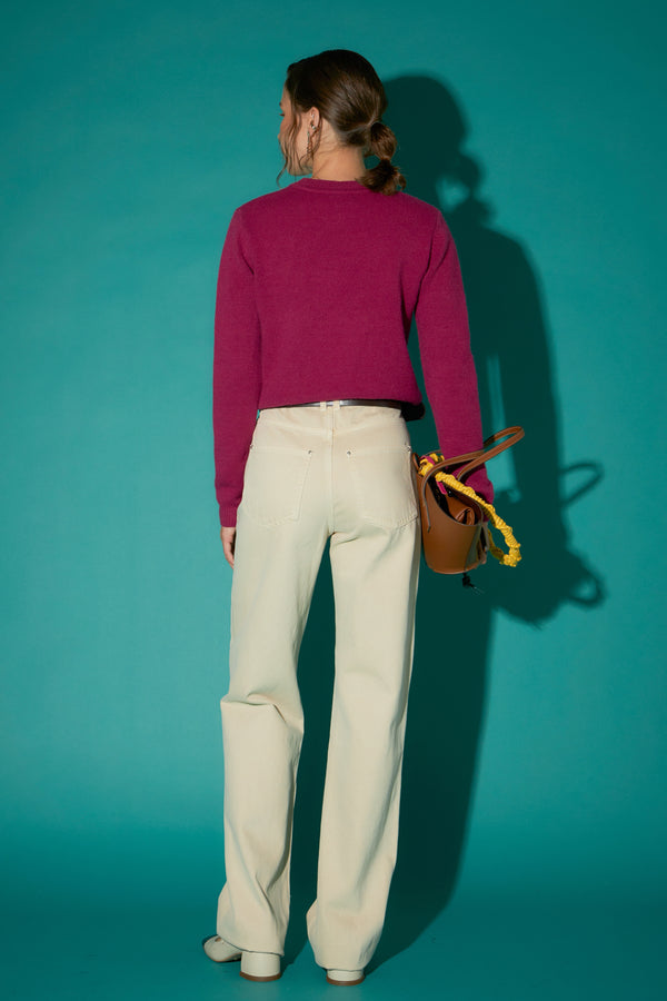 English Factory Bead Letter Knit PLUM