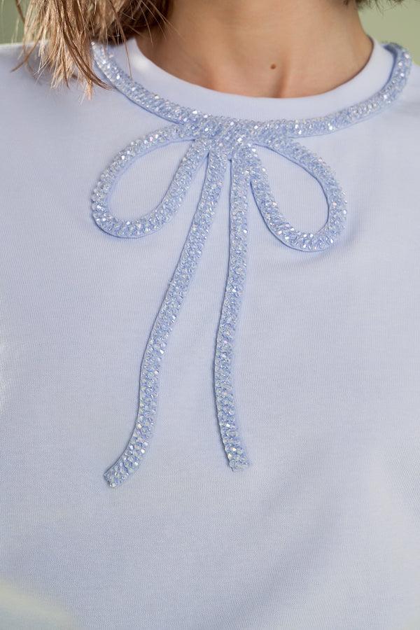 English Factory Beaded Bow Tee POWDER BLUE