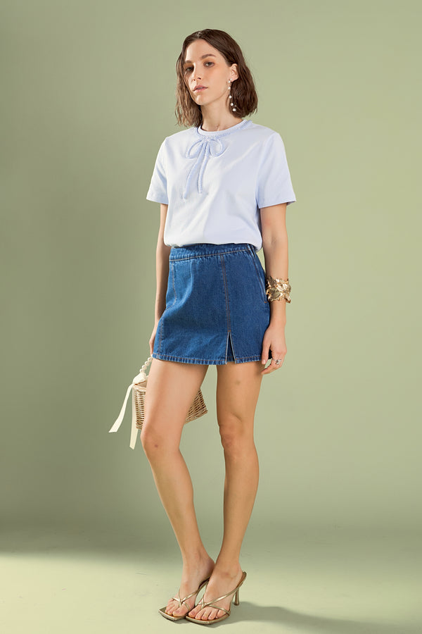 English Factory Beaded Bow Tee POWDER BLUE