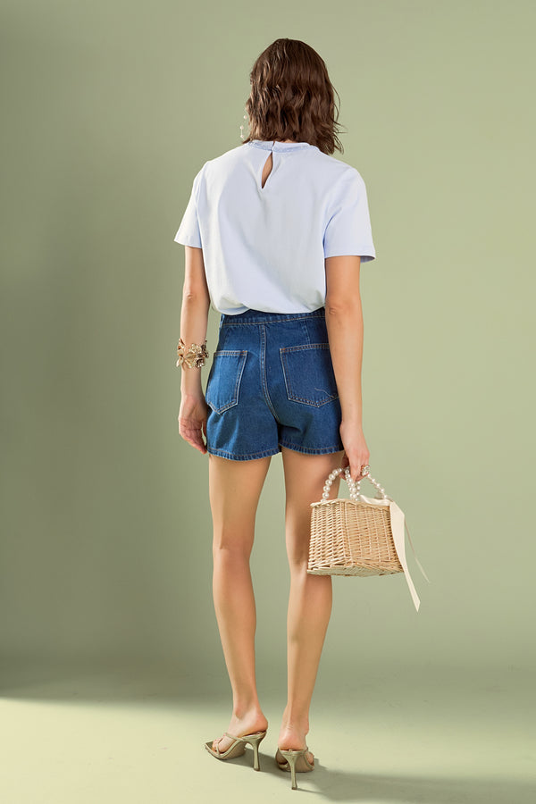 English Factory Beaded Bow Tee POWDER BLUE