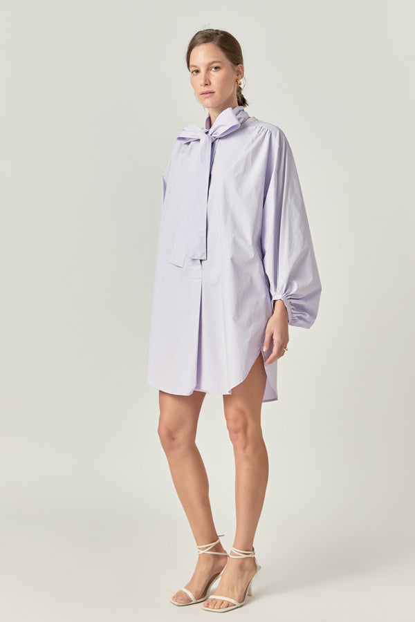 English Factory Billow Belted Mini Dress LILAC