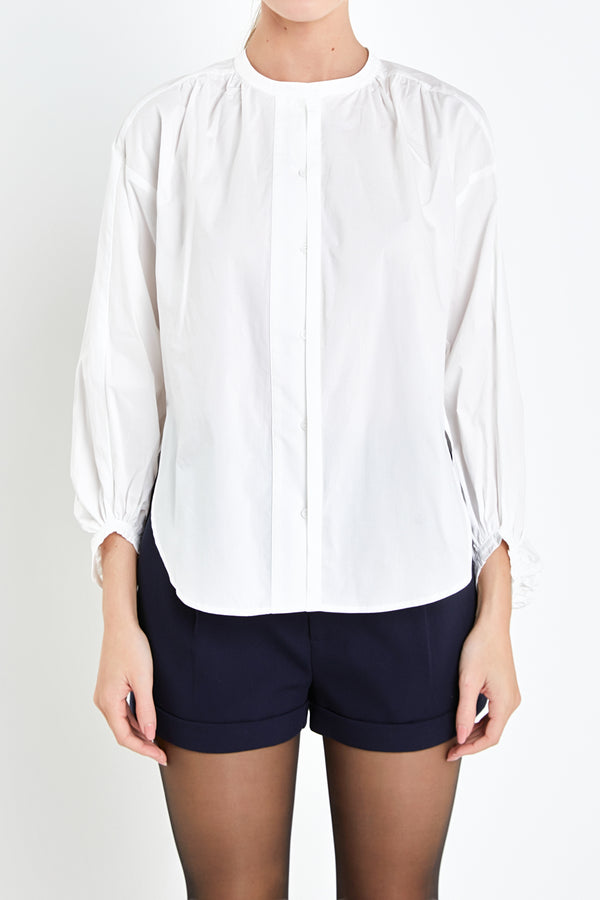 English Factory Billow Sleeve Top WHITE