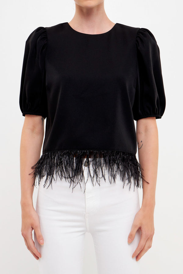 English Factory Black Feather Edge Top BLACK