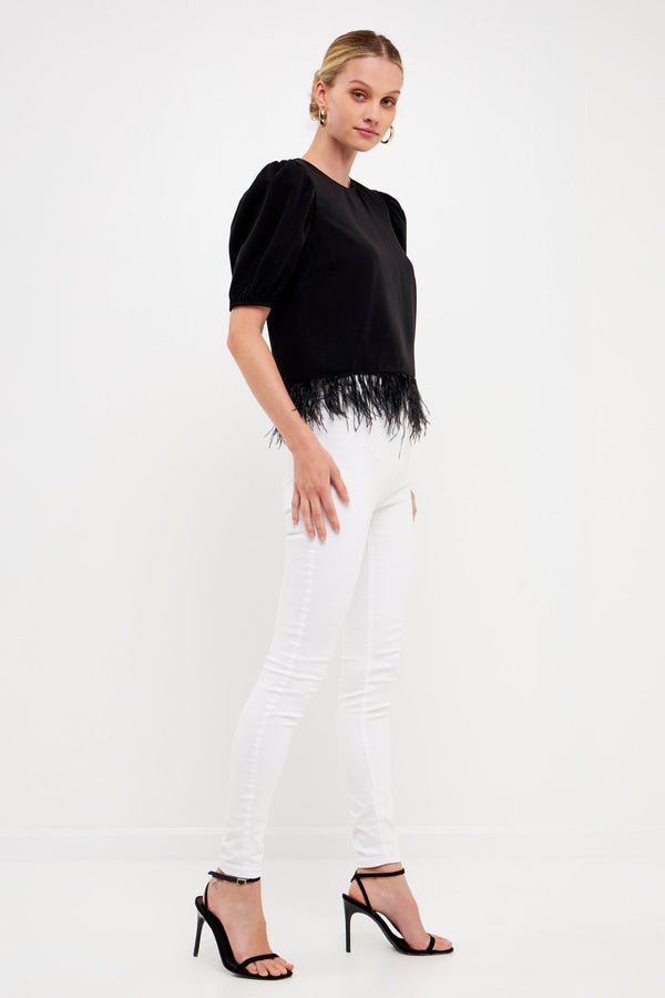 English Factory Black Feather Edge Top BLACK
