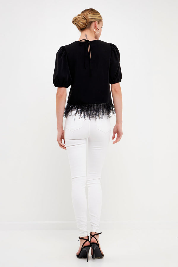 English Factory Black Feather Edge Top BLACK