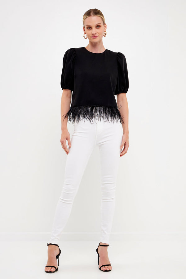 english factory Black Feather Edge Top BLACK