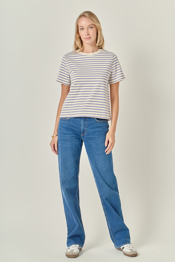 english factory Black Stripe T-shirt PURPLE