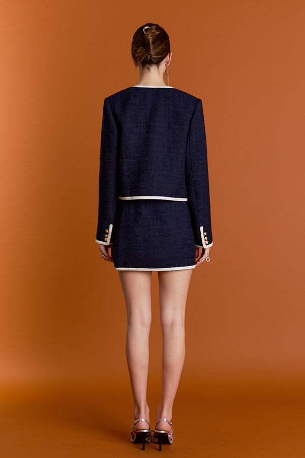 English Factory Blair Tweed Skirt NAVY