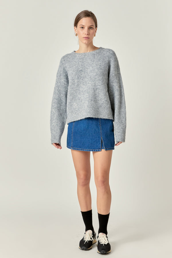 english factory Blend Cropped Fuzzy Sweater GREY