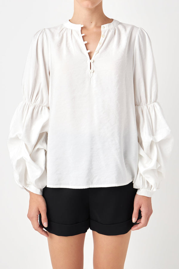 English Factory Blouson Sleeve Blouse WHITE