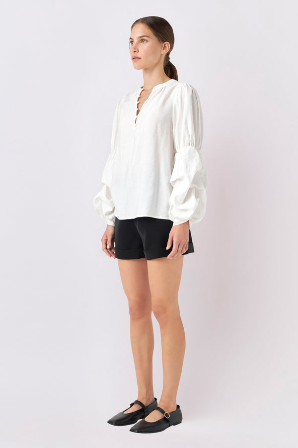 English Factory Blouson Sleeve Blouse WHITE
