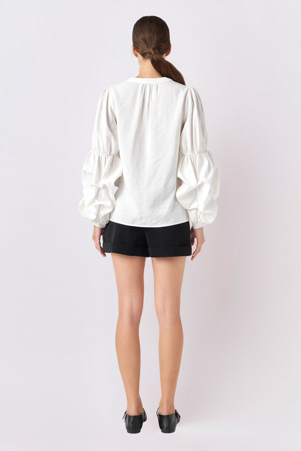 English Factory Blouson Sleeve Blouse WHITE