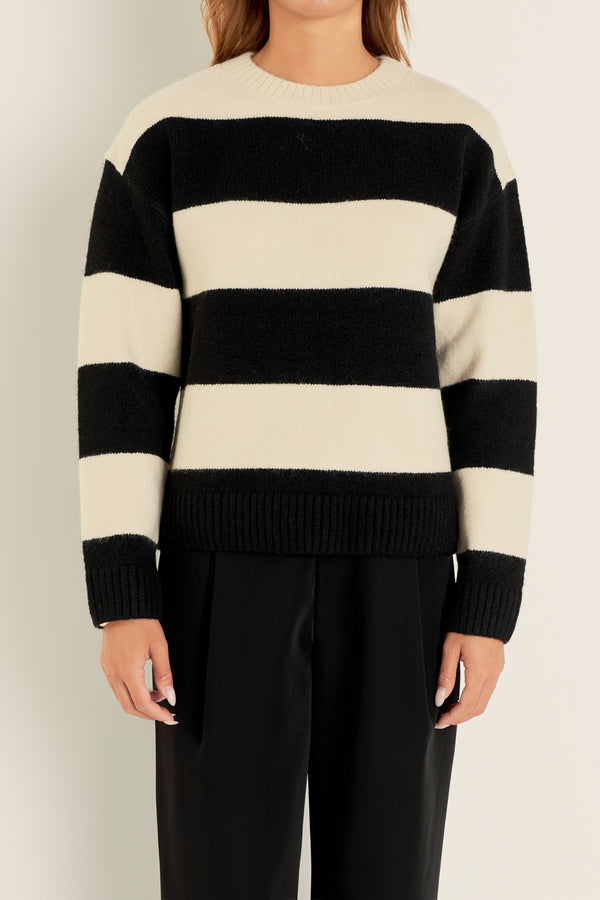 English Factory Bold Stripe Knit CREAM/BLACK