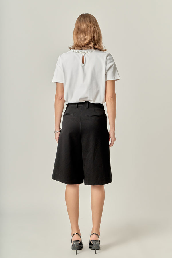 English Factory Bow Bead Detail Top WHITE