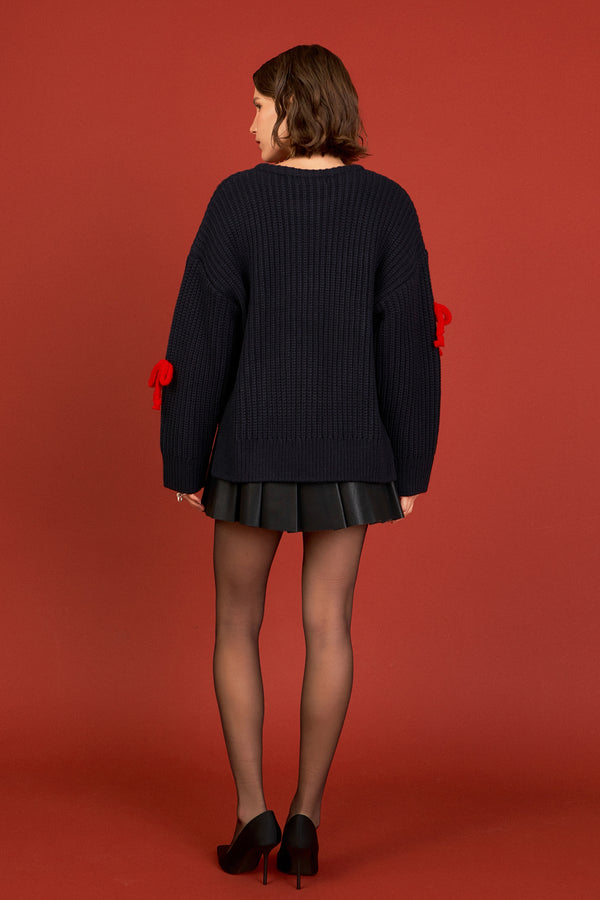 English Factory Bow Detailed Knit NAVY