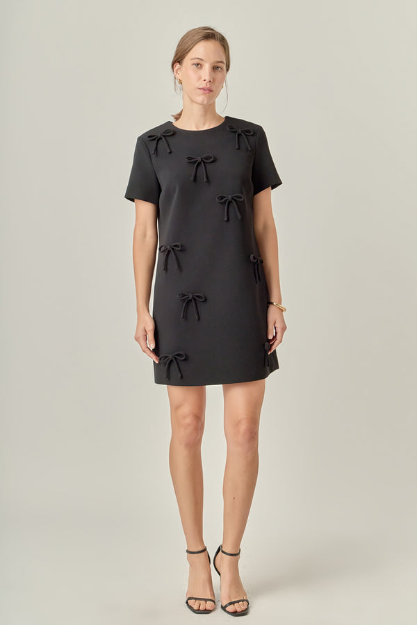 english factory Bow Detailed Mini Dress BLACK