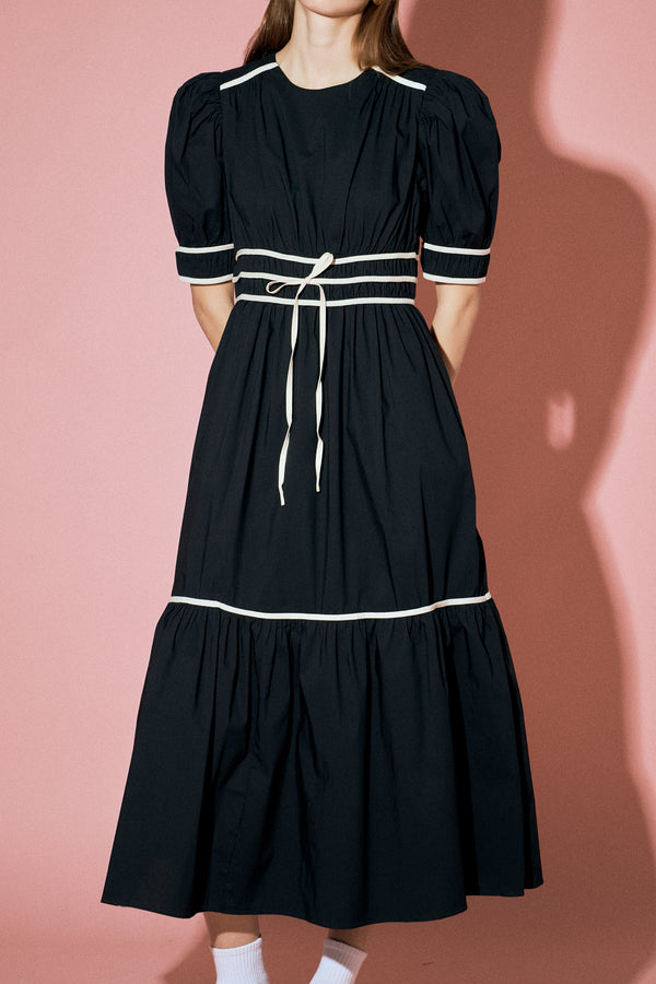 English Factory Bow Midi Dress BLACK