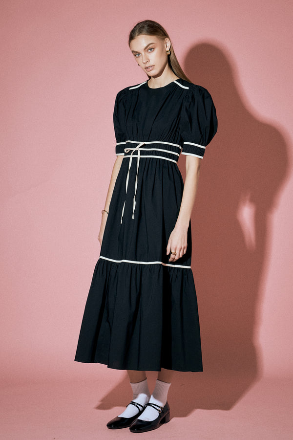 English Factory Bow Midi Dress BLACK