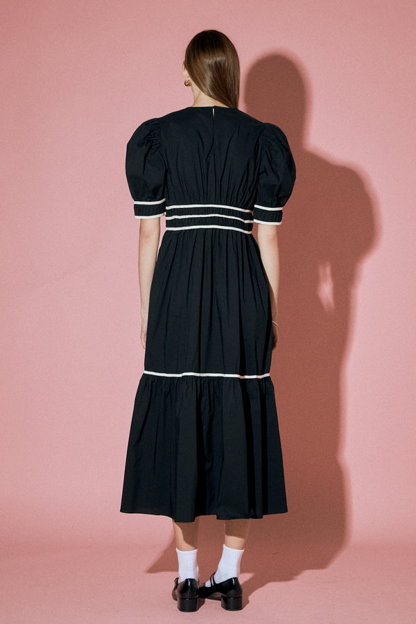 English Factory Bow Midi Dress BLACK