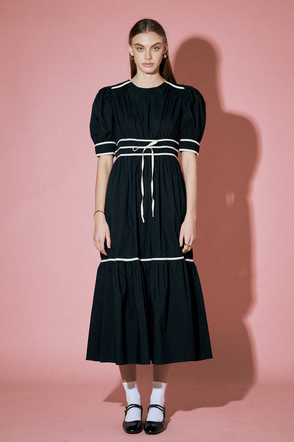 english factory Bow Midi Dress BLACK