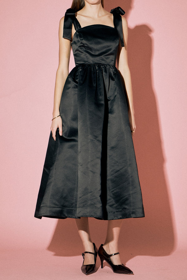 English Factory Bow Pointed Midi Dress BLACK