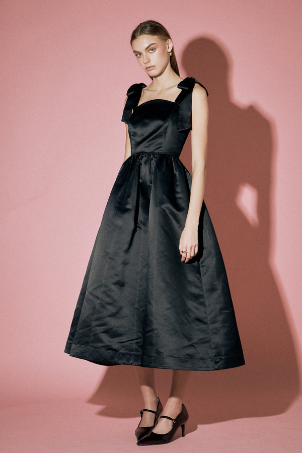 English Factory Bow Pointed Midi Dress BLACK