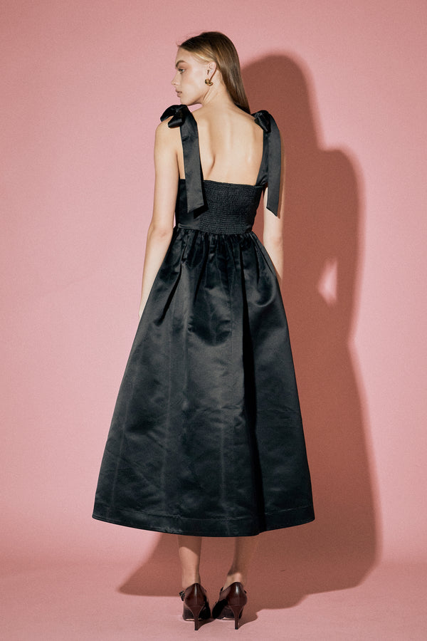 English Factory Bow Pointed Midi Dress BLACK