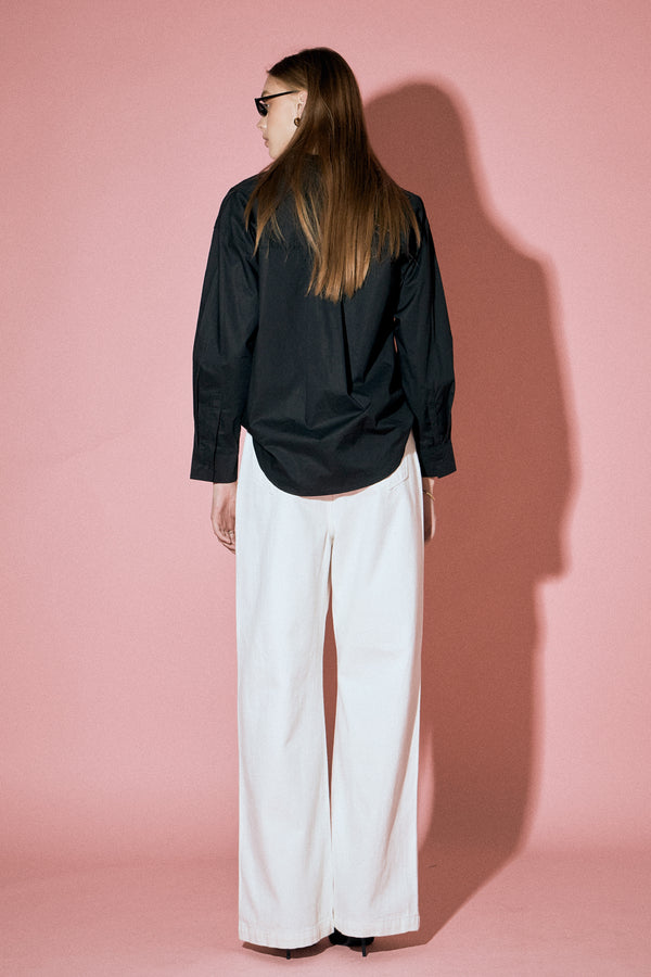 English Factory Bow Poplin Shirt BLACK