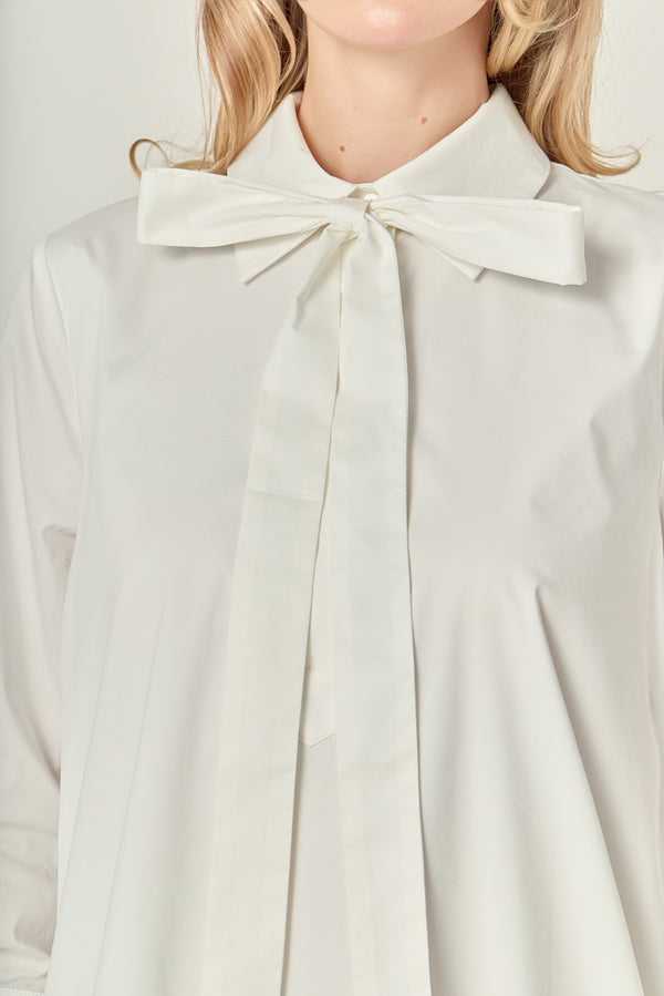 English Factory Bow Shirt Dress WHITE