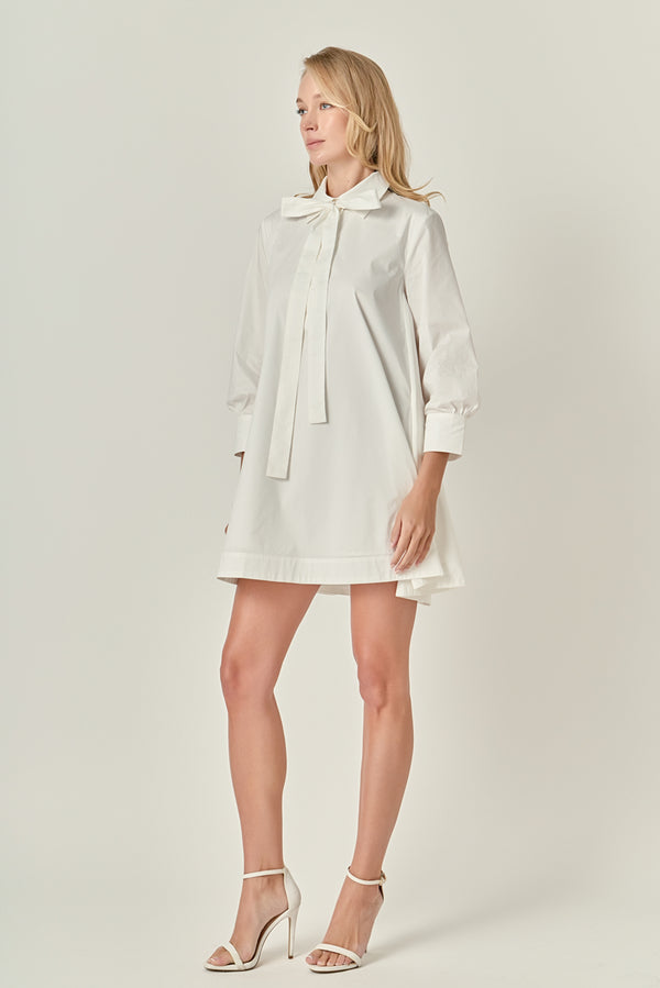 English Factory Bow Shirt Dress WHITE