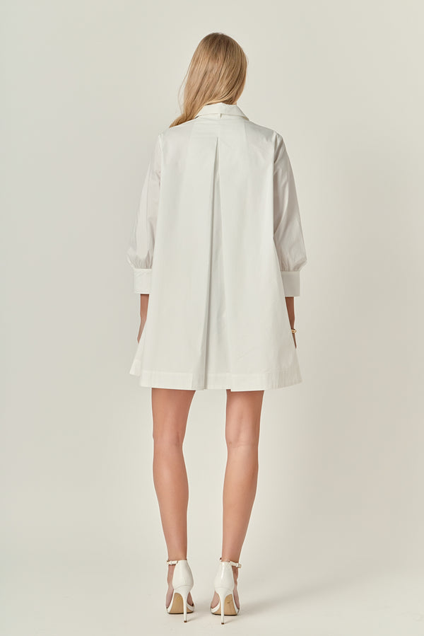 English Factory Bow Shirt Dress WHITE