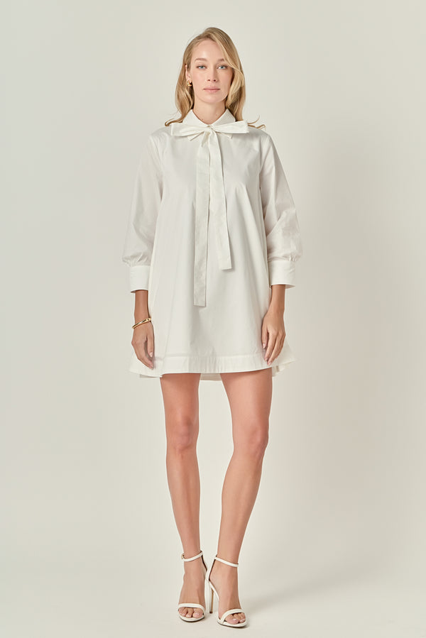 english factory Bow Shirt Dress WHITE
