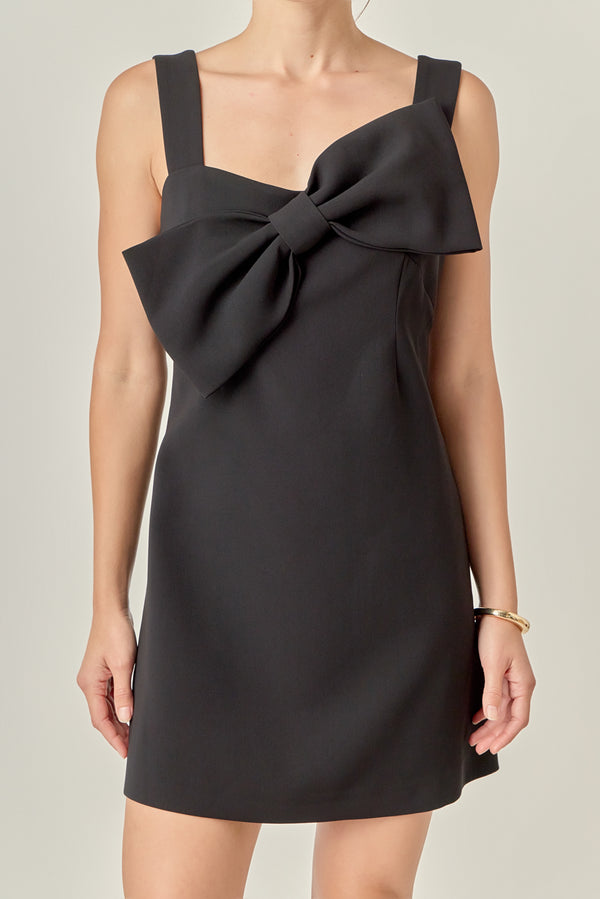 English Factory Bow Sleeveless Mini Dress BLACK
